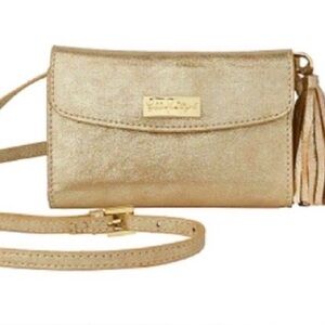 Lilly Pulitzer Metallic Small Gold Crossbody Wallet Wristlet Clutch